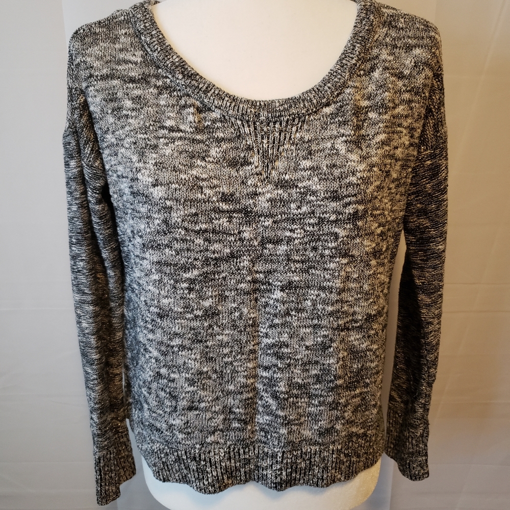 American Eagle Outfitters Pullover Sweater‎ V-Neck Knit Gray Metallic Medium